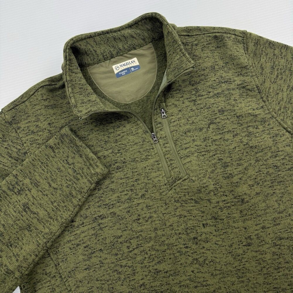 Magellan Outdoors 1/4 Zip Fleece Pullover XL Green Normcore Cabincore Preppy